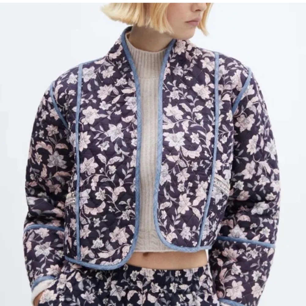 Mango quilted patchwork jacket size small